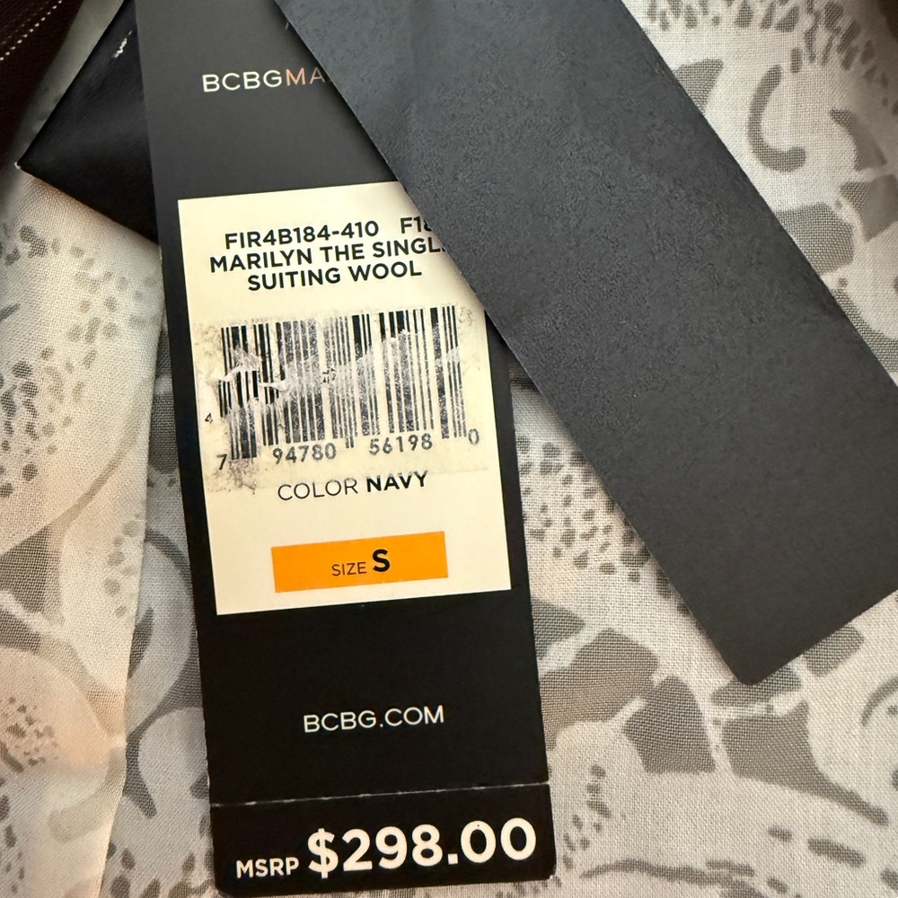 BCBGMAXAZRIA Marilyn Navy Wool Pinstripe Blazer Brand New S Office Siren $298 - Picture 4 of 13